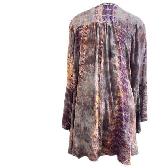 Umgee Bohemian tie dye a line dress with key hole size Small Bell Sleeves - Picture 4 of 8